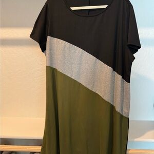 Black and Olive Color Block Dress
